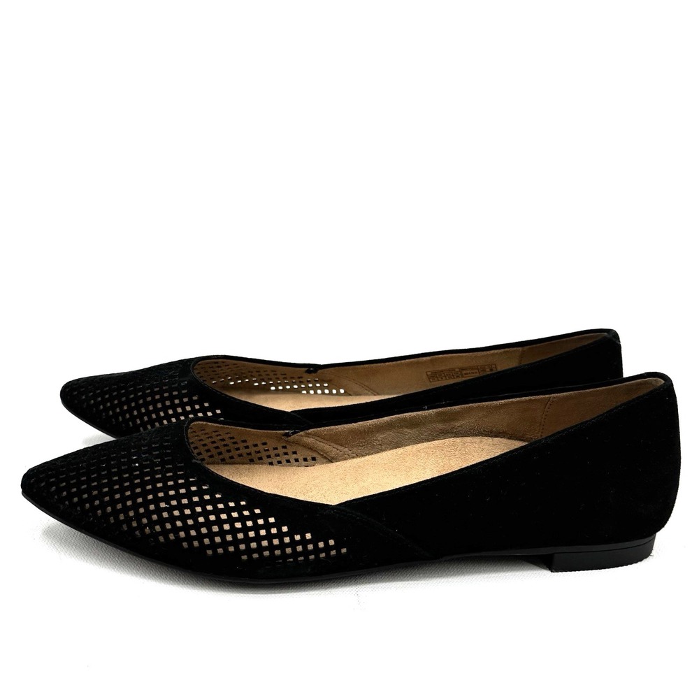 Vionic Posey Flats Loafers Shoes Womens Size 11 Black Perforated Suede Orthotic - Picture 2 of 9